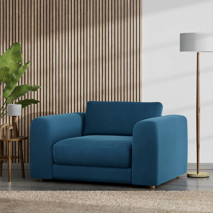 Habitat Ayr Velvet Cuddle Chair - Ink Blue 0