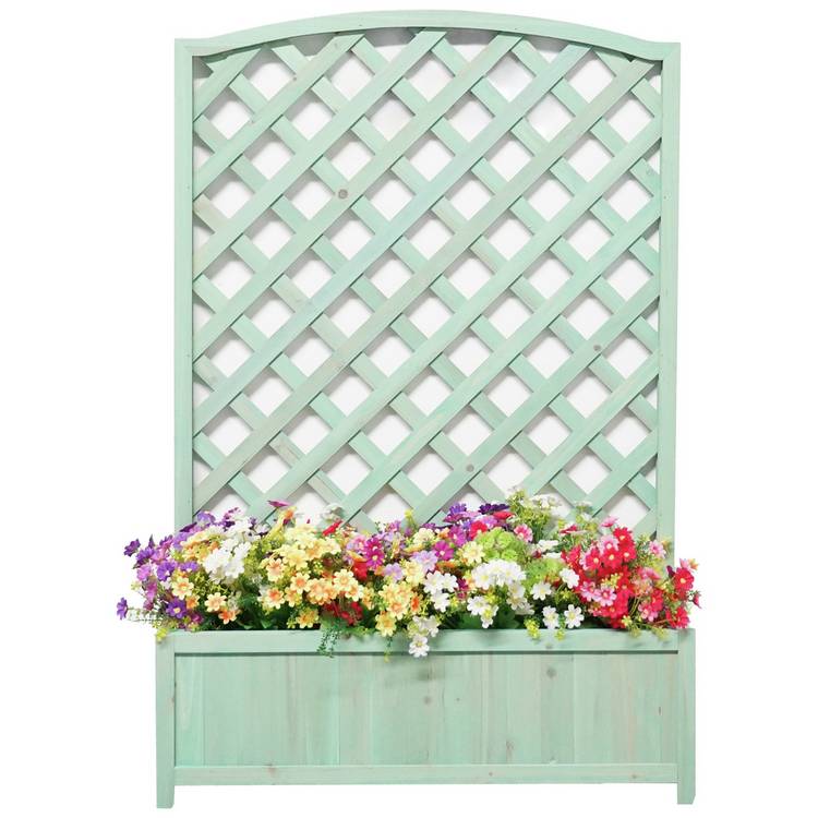 Large Wooden Lattice Planter - Green 0