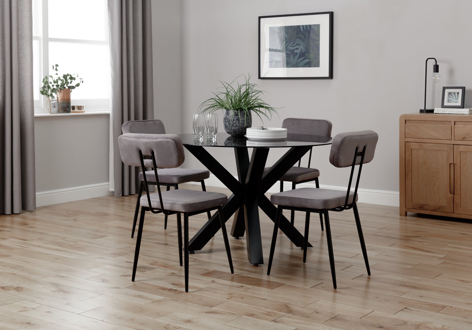 Argos Home Alden Smoked Glass Dining Table & 4 Grey Chairs Review