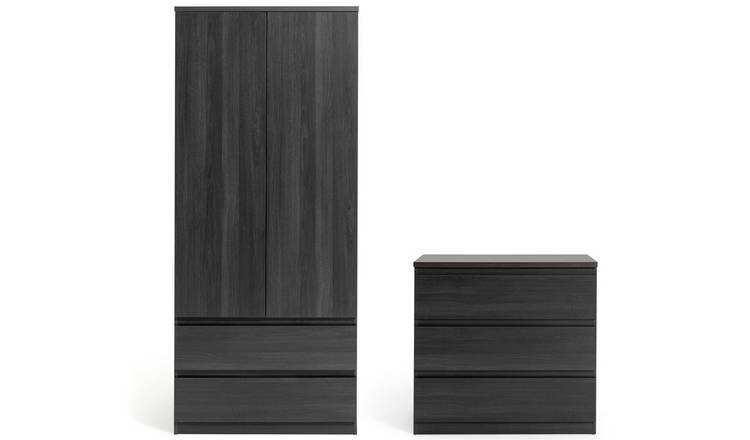 Habitat Jenson 2 Piece 2 Door Wardrobe Set- Black Brown