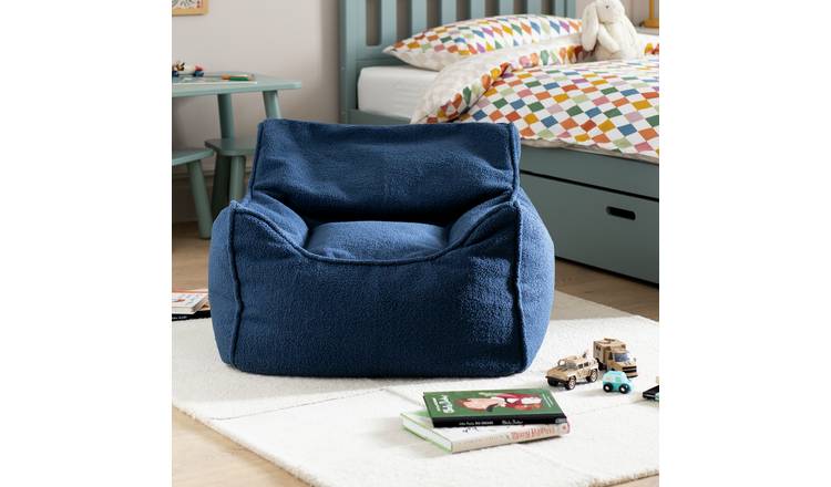 Kaikoo Kids Single Chair Boucle Bean Bag - Blue