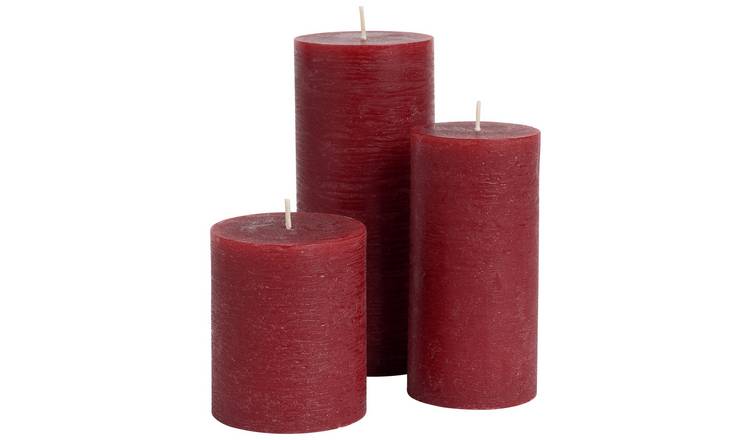 Argos Home Large Pillar Candle Set - Red - Pack of 3