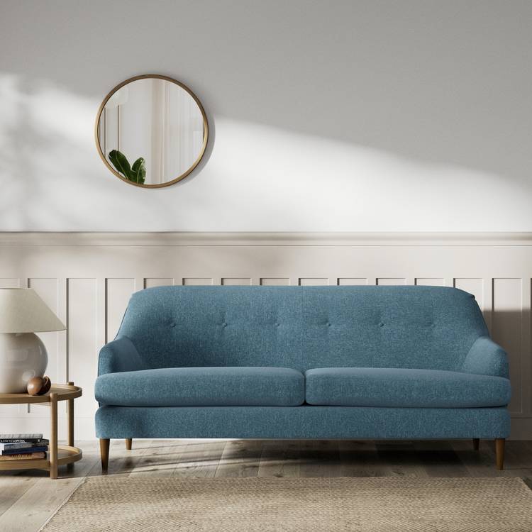 Habitat Frome Fabric 3 Seater Sofa - Blue - Dark Leg 0