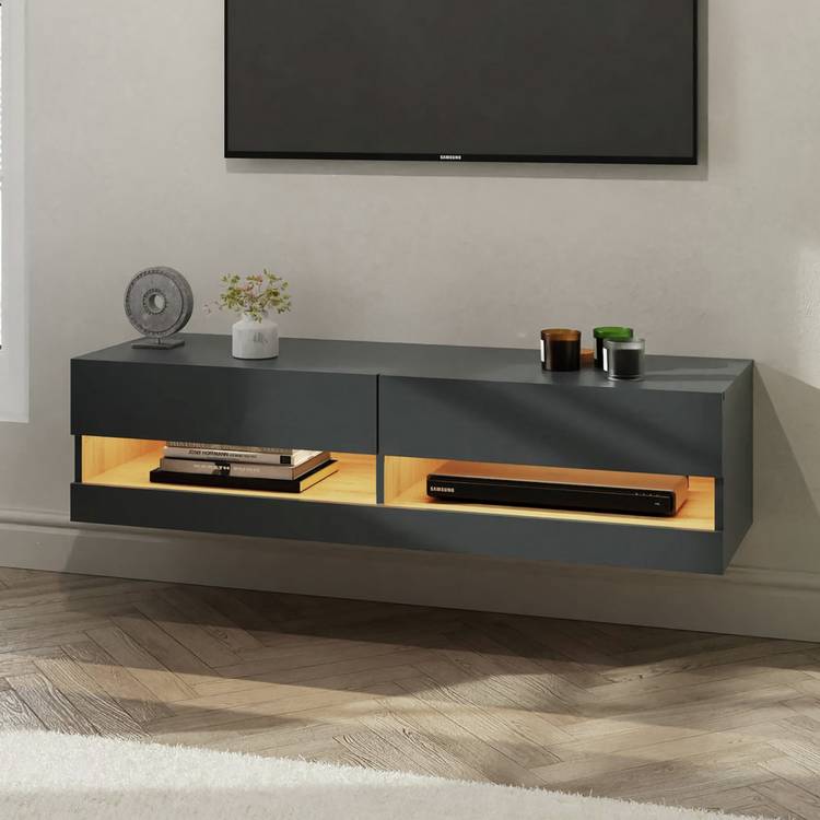 GFW Leon 120cm LED Wall TV Unit - Anthracite 0