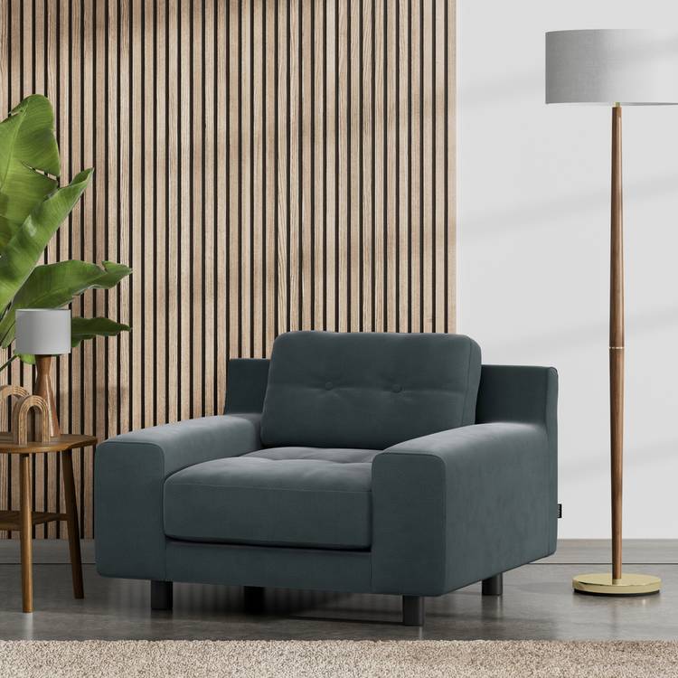 Habitat Hendricks Fabric Arm Chair - Charcoal - Black Leg 0