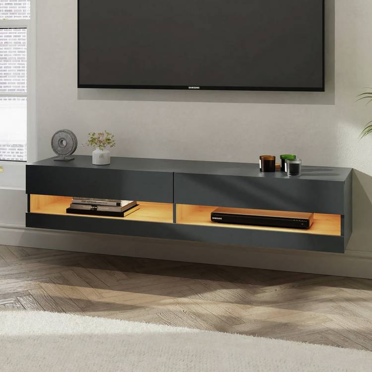 GFW Leon 150cm LED Wall TV Unit - Anthracite 0