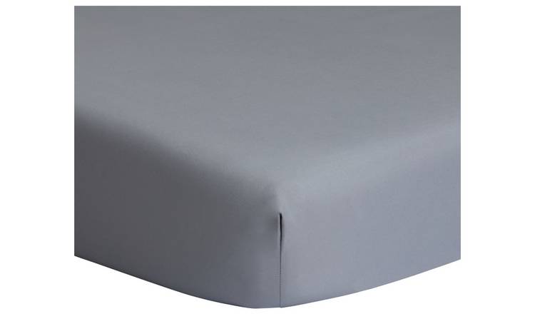 Home Essentials Soft Touch Grey Fitted Sheet - Double