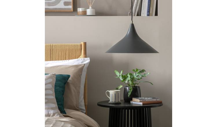 Habitat Spun Cone Metal Pendant Light- Black