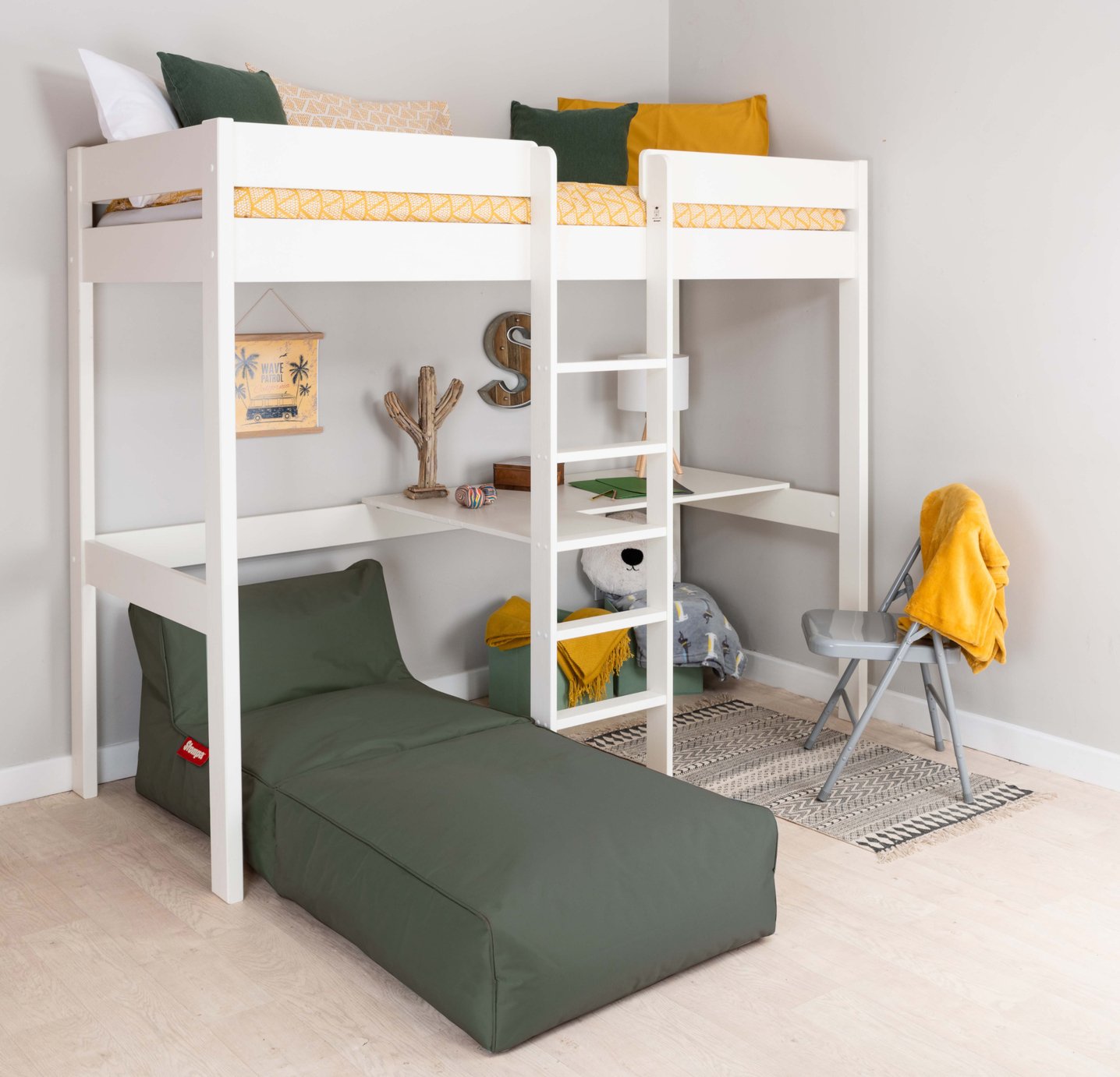 Stompa High Sleeper Bed Frame, Desk & Khaki Chairbed Review