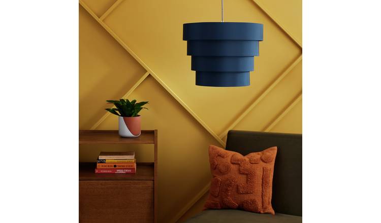 Habitat Navy Easy Fit Stacked  4 Tier Lampshade - 45cm