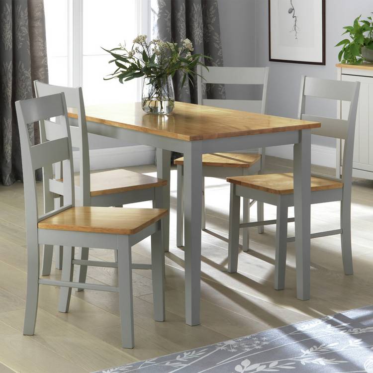 Argos Home Chicago Oak Grey Dining Table & 4 Oak Grey Chairs 0