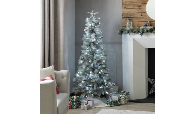 Habitat 6ft Pre lit Silver Snowy Christmas Tree