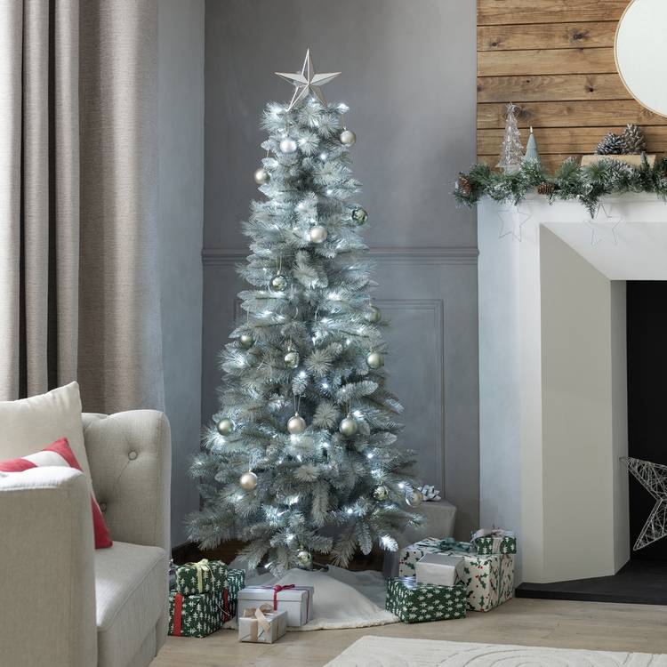 Habitat 6ft Pre lit Silver Snowy Christmas Tree 0