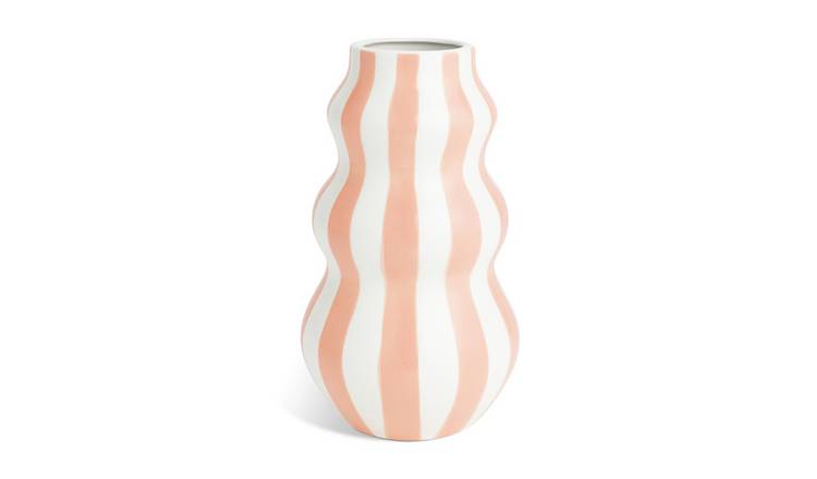 Habitat Hand Painted Stripe Vase - Pink