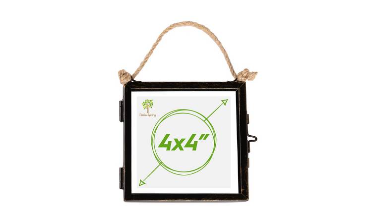Nicola Spring Hanging Metal Photo Frame - 4 x 4" - Black