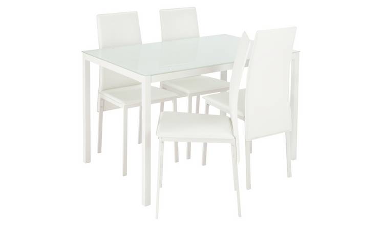 Buy Argos Home Lido Glass Dining Table 4 White Chairs Dining Table And Chair Sets Argos