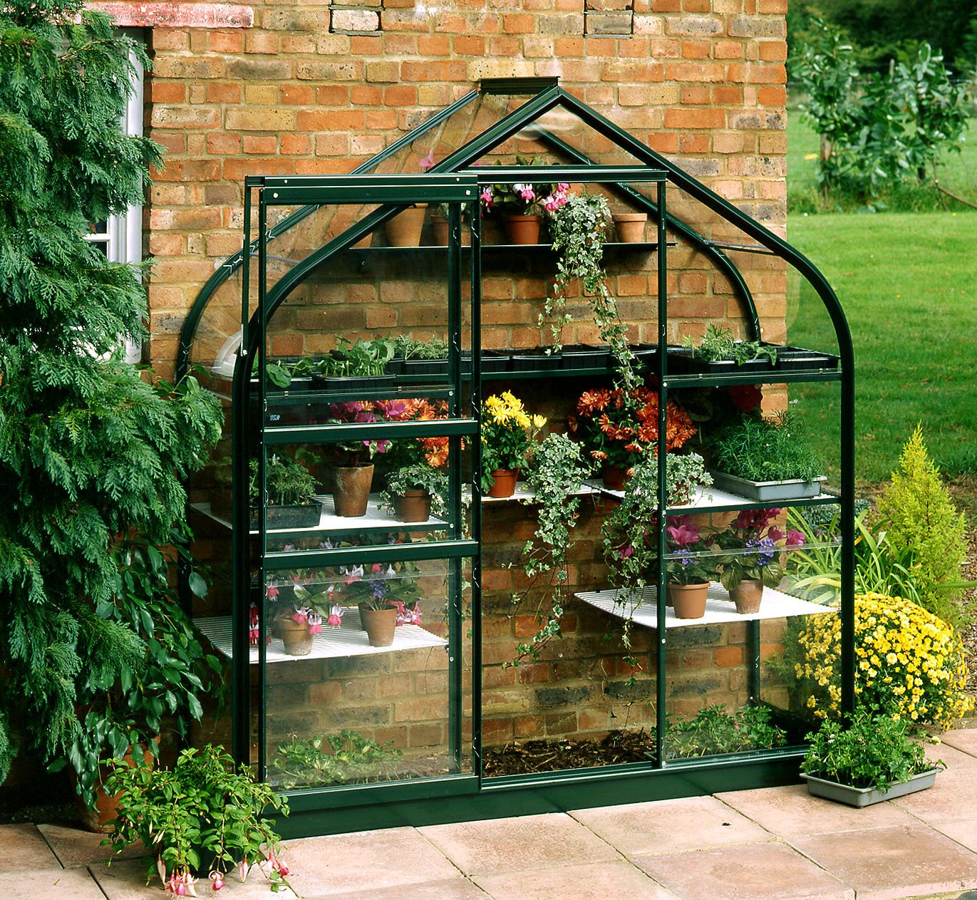 Halls Supreme Wall Garden Lean-to Greenhouse with Base