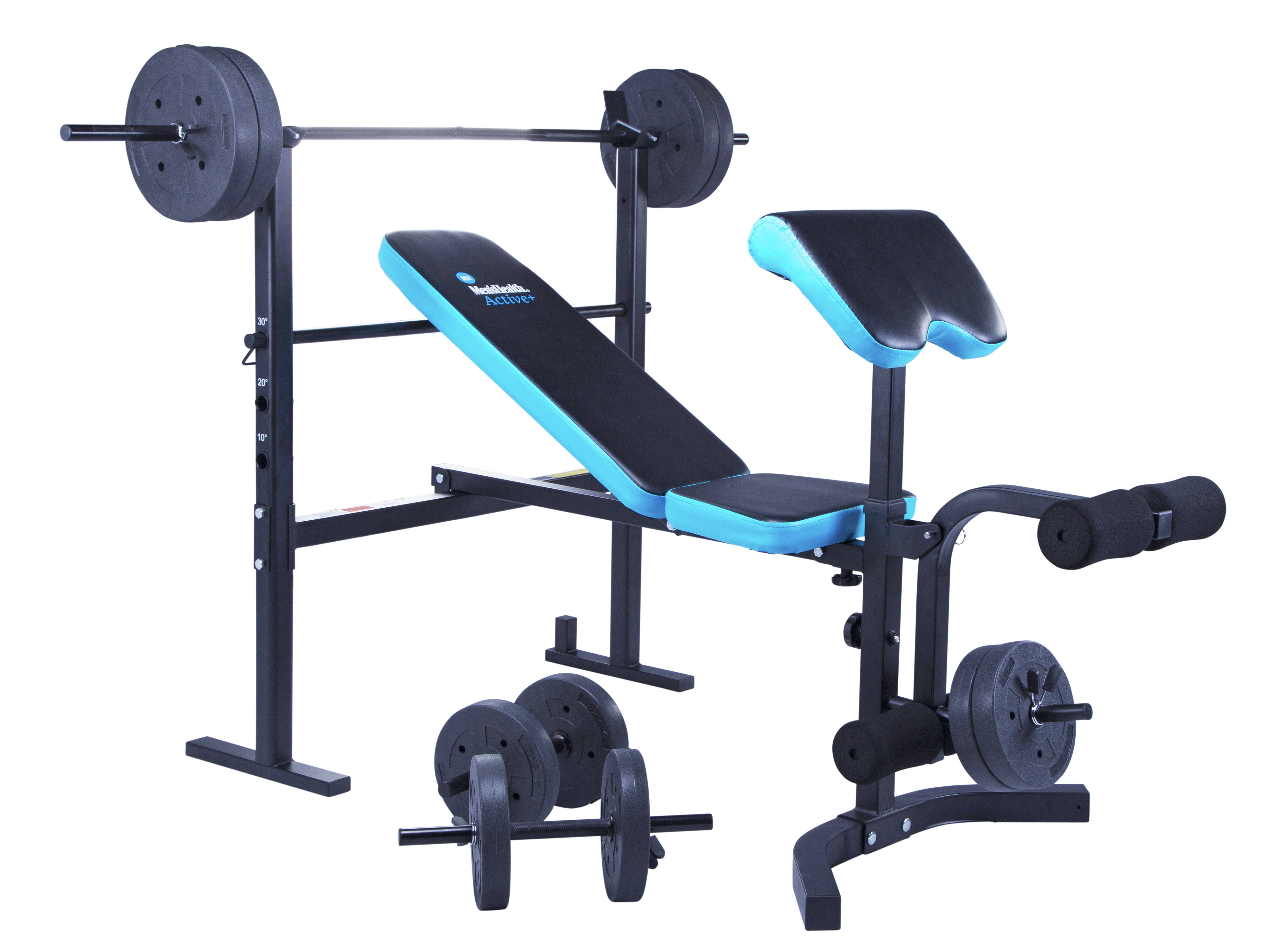 Men's Health Folding Workout Bench with 35kg Weights (4877772) | Argos