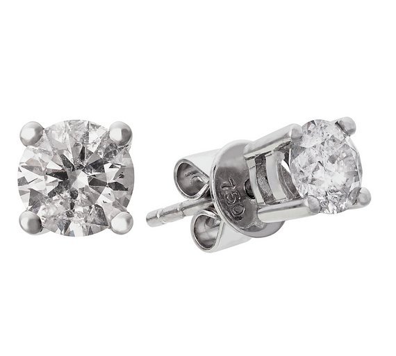 Revere 9ct White Gold 0.75ct tw Diamond Solitaire Earrings