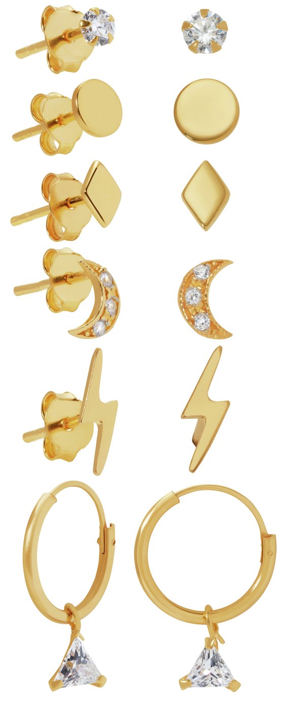 Revere 9ct Gold Plated Mix Set of Earrings Set of 6 Review