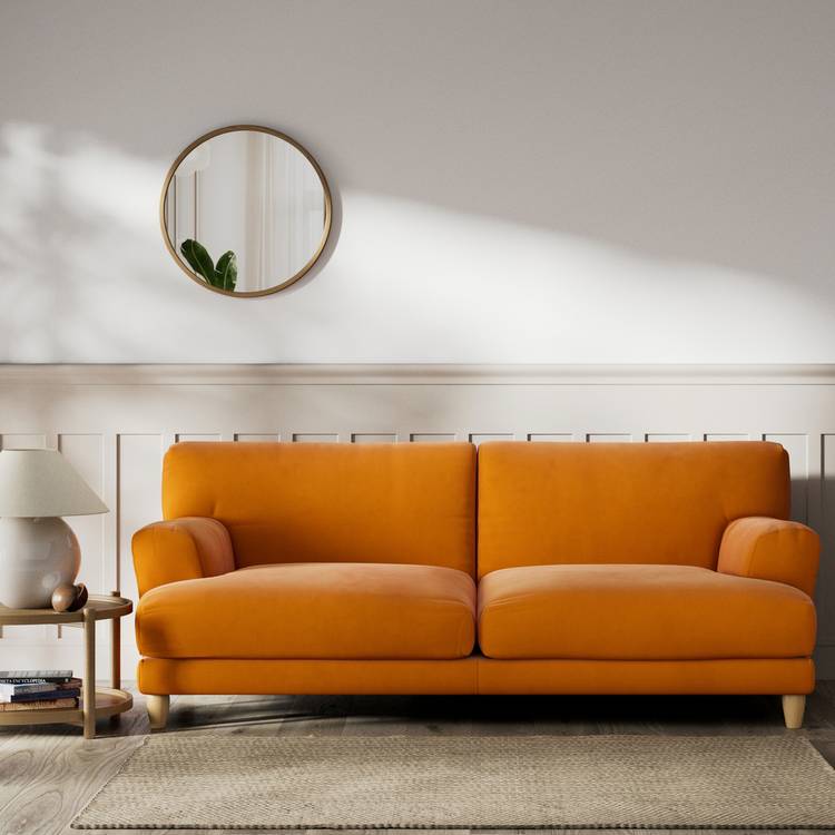 Habitat Askem Fabric 3 Seater Sofa - Orange - Ash Leg 0