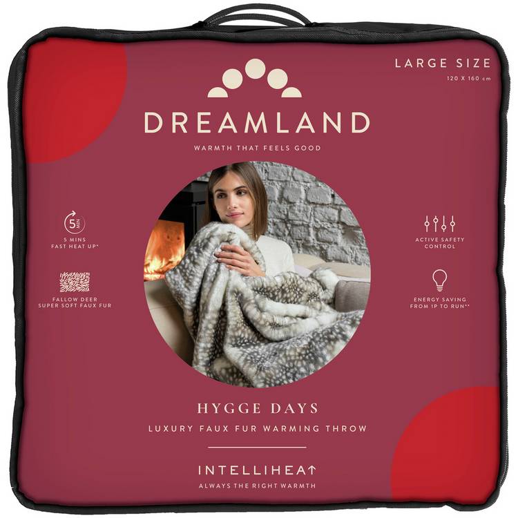 Dreamland Luxury Faux Fur Fallow Deer Heated Throw - Large 0