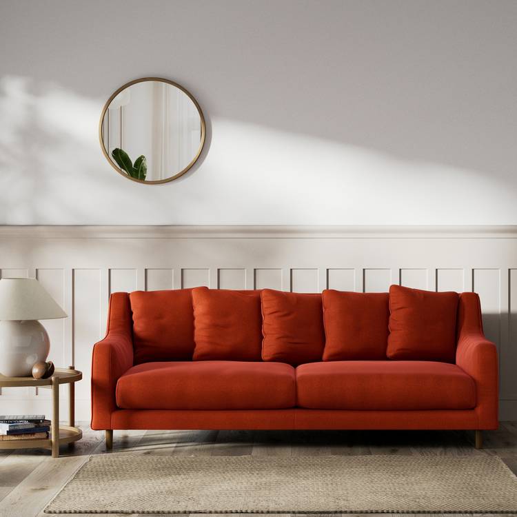 Habitat Swift Velvet 3 Seater Sofa - Burnt Orange -Dark Leg 0