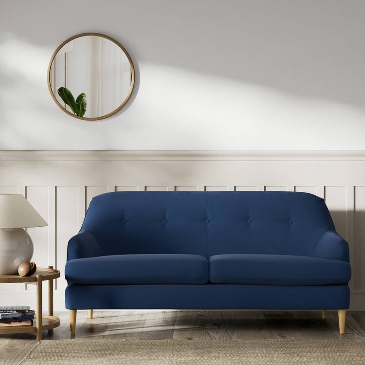 Habitat Frome Fabric 2 Seater Sofa - Navy - Ash Leg 0