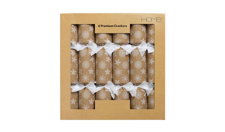 Argos Home Pack of 6 Snowflake Kraft Christmas Crackers