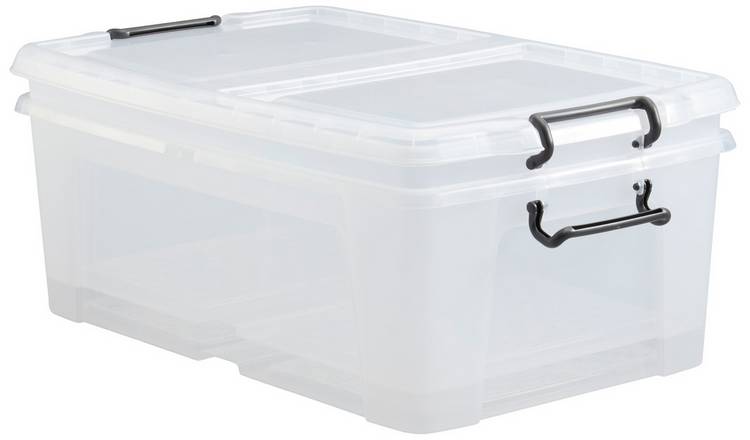 Strata 2 X 50L Underbed Smart Box Storage Boxes - Clear