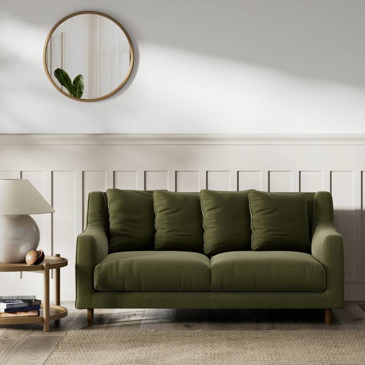 Habitat Swift Velvet 2 Seater Sofa - Moss Green - Dark Leg 0