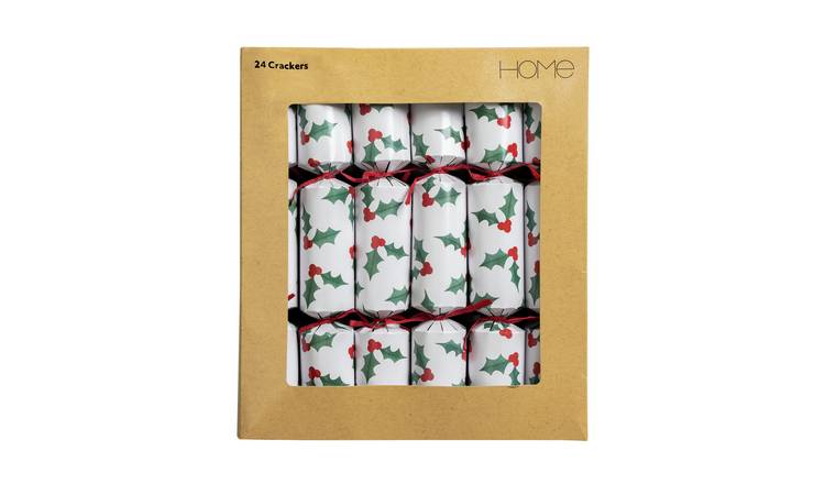 Argos Home Pack of 24 Family Holly Christmas Crackers