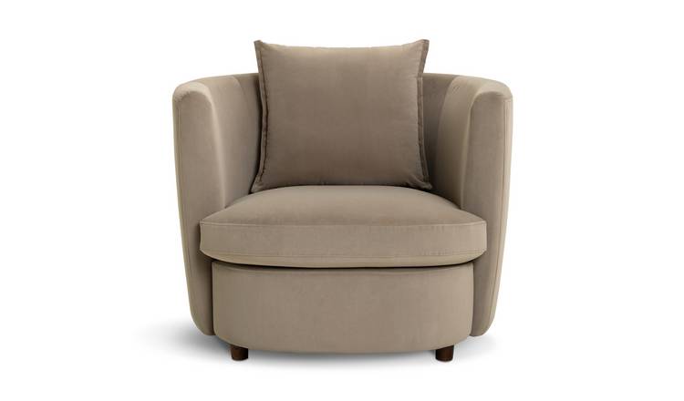 Habitat Virgil Velvet Cuddle Chair - Latte