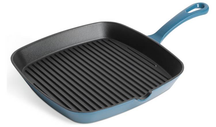 Habitat Cast Iron Griddle Pan - Blue