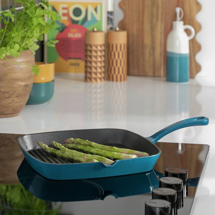 Habitat 23cm Cast Iron Griddle Pan - Blue 0
