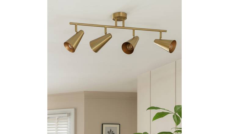 Habitat Steel 4 Lights Spotlight Bar - Brass