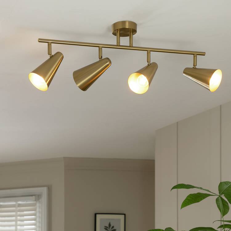 Habitat Steel 4 Lights Spotlight Bar - Brass 0