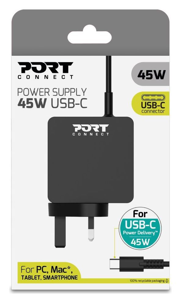 Port Connect 45W Type C UK Power Supply