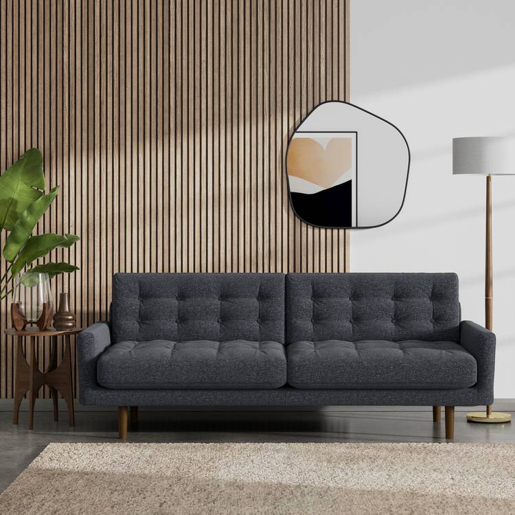 Habitat Fenner Fabric 3 Seater Sofa - Charcoal - Dark Leg 0