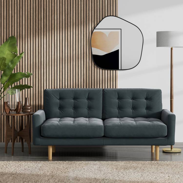 Habitat Fenner Fabric 2 Seater Sofa - Charcoal - Ash Leg 0