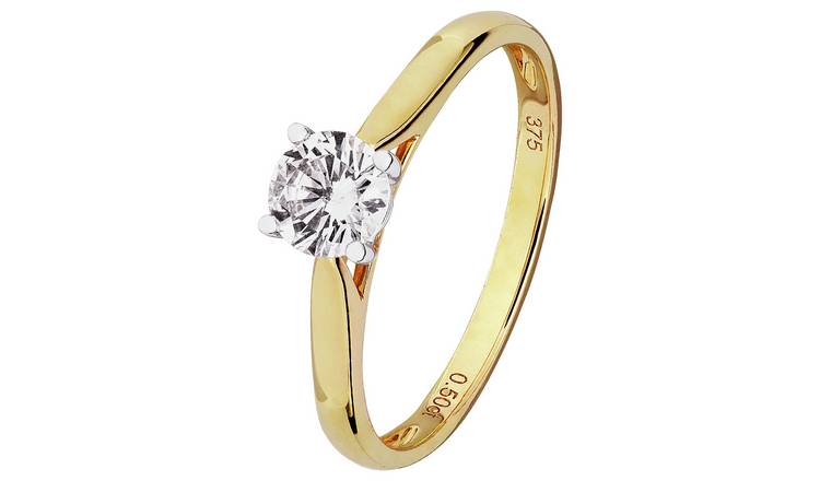 Revere 9ct Gold 0.50ct Diamond Soitaire Engagement Ring - M
