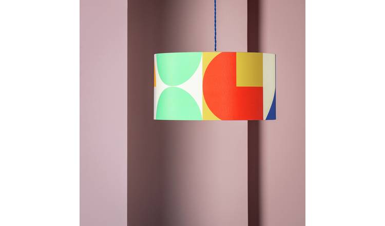 Habitat 60 Geometric Printed Easy Fit Drum Lampshade - 45cm