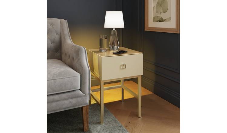 Frank Olsen Lyra 1 Drawer Side Table - Off White