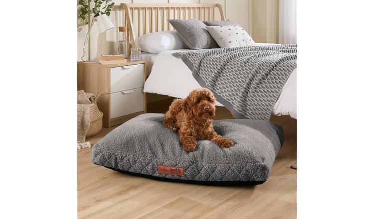 Paws For Slumber Sherpa Silver Pet Bed-Large