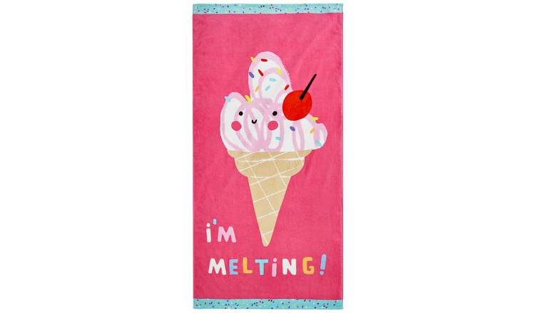 Catherine Lansfield Ice Cream Beach Towel - Pink