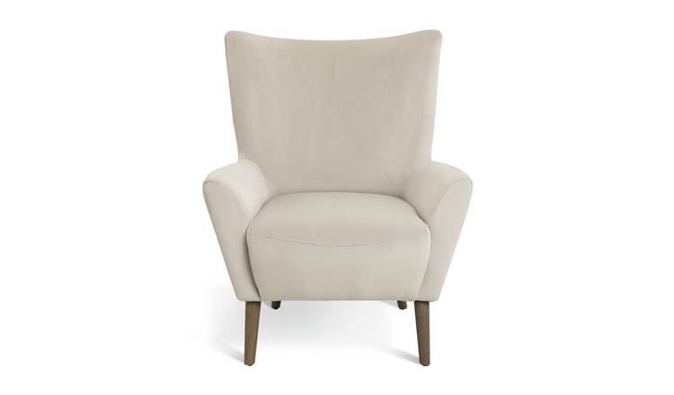 Habitat Harlem Velvet Wingback Chair - Ivory