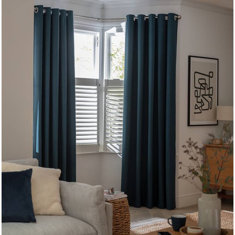 Habitat Plain Blackout Eyelet Curtains - Dark Teal 0