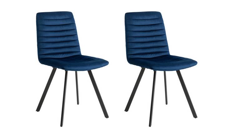 Argos Home Keaton Pair of Velvet Dining Chairs - Dark Blue