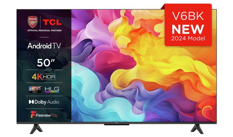 TCL 50 Inch 50V6BK Smart 4K UHD HDR LED Freeview TV