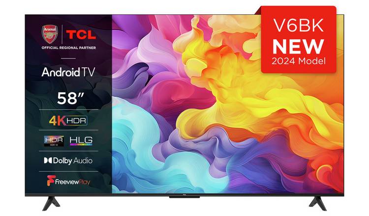 TCL 58 Inch 58V6BK Smart 4K UHD HDR LED Freeview TV